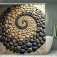 thumbnail image 1 of Shower Curtain" Spiral  Pebbles  Leaves  Natural  Art, 1 of 5