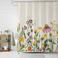 thumbnail image 1 of Shower Curtain Spring Floral Shower Curtains for Bathroom Decor, Waterproof Polyester Shower Curtain Set with Hooks, Extra Long 72" x 78" Wildflowers Leaves Plant Beige, 1 of 9