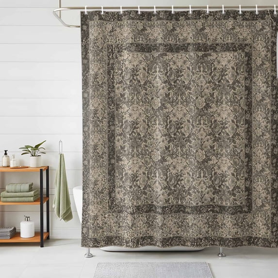 Shower Curtain Spring Flowers Shower Curtains for Bathroom Decor, Waterproof Polyester Shower Curtain Set with Hooks, Standard Size 72" x 72" Grey Vintage Floral Bird