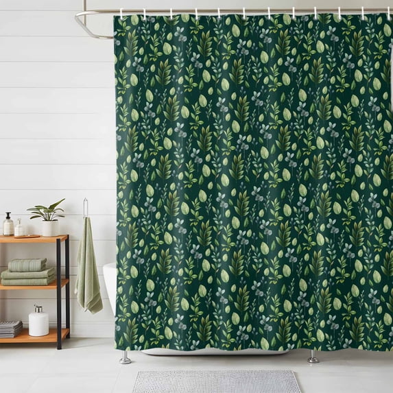Shower Curtain Spring Plant Green Leaf Shower Curtains for Bathroom Decor, Waterproof Polyester Shower Curtain Set with Hooks, Extra Long 72" x 78" Watercolor Leaves Green