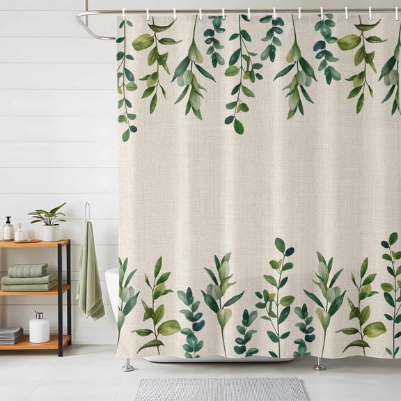 Shower Curtain Spring Plant Shower Curtains for Bathroom Decor, Waterproof Polyester Shower Curtain Set with Hooks, Small Stall Size 36" x 72" Green Leaf Cotton