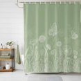 thumbnail image 1 of Shower Curtain Spring Plant White Line Art Shower Curtains for Bathroom Decor, Waterproof Polyester Shower Curtain Set with Hooks, Standard Size 72" x 72" Flower Butterfly Green, 1 of 9