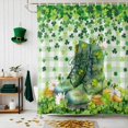 thumbnail image 1 of Shower Curtain, St. Patrick's Day Retro Boots Shamrock Waterproof Shower Curtain Set with Hooks for Bathroom Showers,Stalls and Bathtubs,54x78In Green Plaid Daisy Floral, 1 of 9