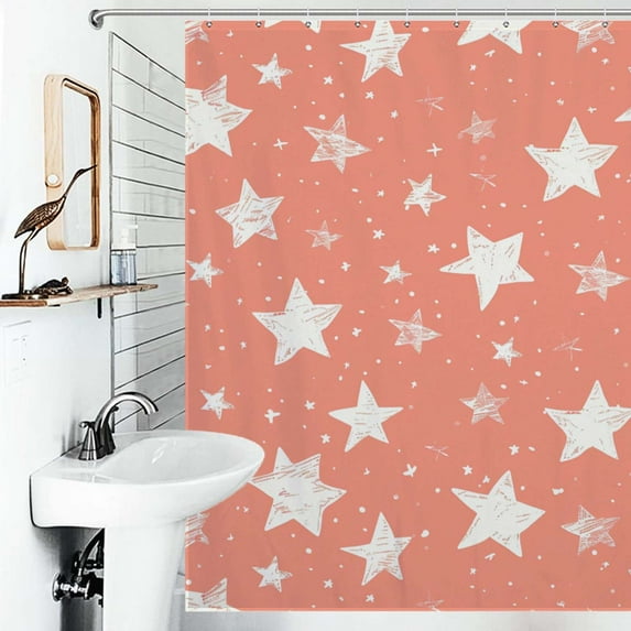 Shower Curtain Star Pattern Bathroom Waterproof Polyester Home Ration Curtain With Hook