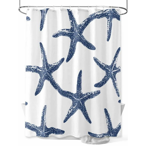 Shower Curtain, Starfish Ocean Coastal Nautical Washable Shower Curtain with Hooks Bath Decor Fabric Shower Curtains for Bathroom, Hotel, Stalls, Bathtubs, 36x72 Inch
