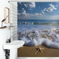 thumbnail image 1 of Shower Curtain Starfish Waves Beach Polyester Waterproof Home Ration Curtain With Hook, 1 of 4