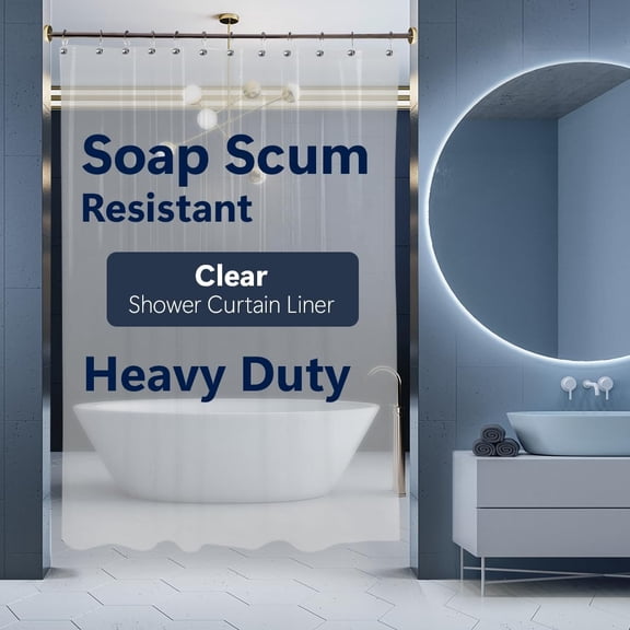 Shower Curtain Stronst Heavy-Duty Clear Vinyl 72x72 Liner Stain & Soap Scum Resistant with Rust-Proof Metal Grommets (Clear)