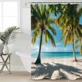thumbnail image 1 of Shower Curtain, Summer Beach Green Coconut Tree Waterproof Shower Curtain Set with Hooks for Bathroom Showers,Stalls and Bathtubs,60x72In Blue Ocean Waves, 1 of 9
