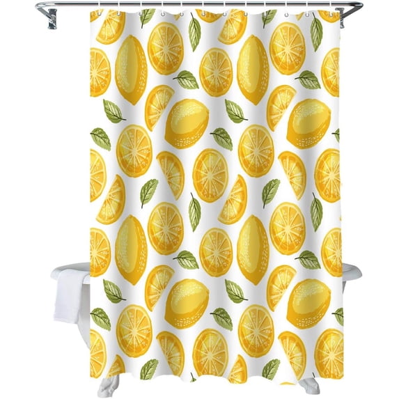 Shower Curtain Summer Lemon Shower Curtains for Bathroom Decor Fresh Fruit Shower Curtain Sets with Hooks Waterproof Fabric Bath Curtain Small Stall 36" X 72"
