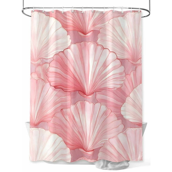 Shower Curtain, Summer Light Pink Seashell Washable Shower Curtain with Hooks Bath Decor Fabric Shower Curtains for Bathroom, Hotel, Stalls, Bathtubs, 72x72 Inch