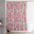 thumbnail image 1 of Shower Curtain, Summer Watercolor Pink Rose Leaf on Grey Waterproof Shower Curtain Set with Hooks for Bathroom Showers,Stalls and Bathtubs,72x84In Farmhouse Flowers, 1 of 9