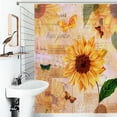 thumbnail image 1 of Shower Curtain Sunflower Butterfly Bath Curtain Polyester Fabric Bathroom Ration With Hooks, 1 of 4
