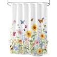 thumbnail image 1 of Shower Curtain Sunflower Butterfly Shower Curtains for Bathroom, Waterproof Polyester Shower Curtain Set with Hooks, Extra Long 72" x 78" Watercolor Flower, 1 of 6