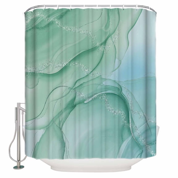 Shower Curtain Teal Abstract Marble Texture Waterproof Shower Curtain Set with Hooks for Bathroom Showers,Stalls and Bathtubs,66x72In Nature Stone Agate