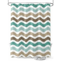 Shower Curtain Teal Brown Stripe Waves Bathroom Curtains with Hooks, Waterproof Fabric Lines Striped Bath Shower Curtains Set for Bathroom Bathtubs Decor 72x72 Inch