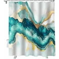 thumbnail image 1 of Shower Curtain Teal Gold Marble Pattern Texture Modern Art Bath Curtain Sets For Bathroom Washable, Polyester Fabric With Hooks 72"W x 72"L, 1 of 6