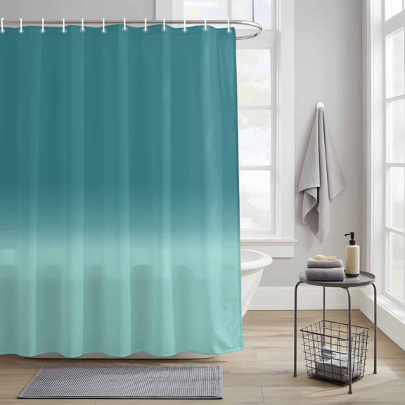 Shower Curtain,Teal Gradient Watercolor Waterproof Fabric Bath Curtains with Hooks Turquoise Shadow Washable Bathroom Shower Curtains for Home Hotel Decor,36x72 Inch
