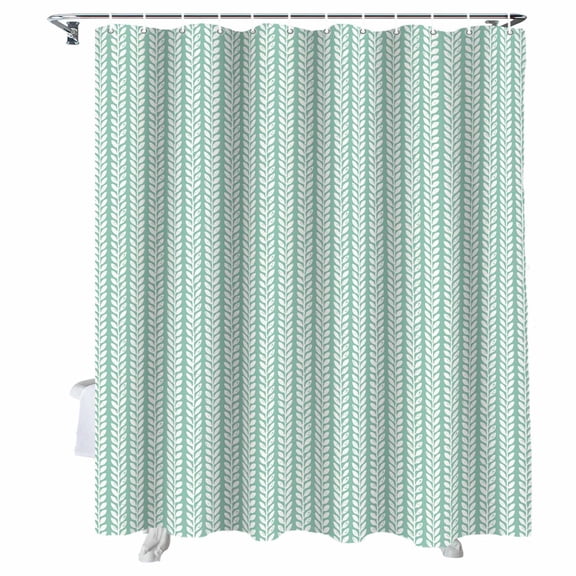 Shower Curtain Teal Green Pinstripes Shower Curtains for Bathroom Bathtub, Waterproof Fabric Shower Curtain Set with Hooks, Extra Long 72" x 78" Woven Denim Striped