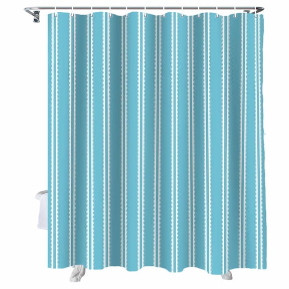 Shower Curtain Teal Vertical Striped Bathroom Curtains with Hooks, Waterproof Fabric Pinstripes Lines Bath Shower Curtains Set for Bathroom Bathtubs Decor 36x72 Inch