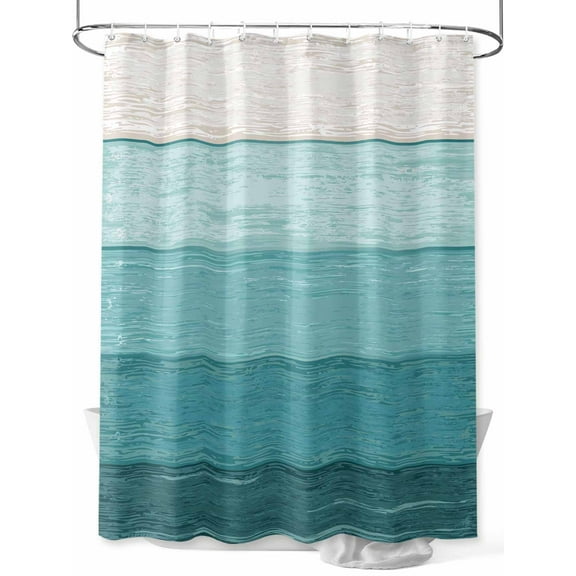 Shower Curtain Teal Wood Grain Shower Curtains for Bathroom, Waterproof Polyester Shower Curtain Set with Hooks, Small Stall Size 36" x 72" Rustic Ombre Wooden Stripes