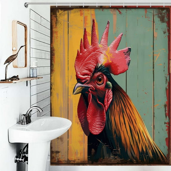 Shower Curtain The Rooster Bright Colors Bathroom Waterproof Polyester Home Ration Curtain With Hook