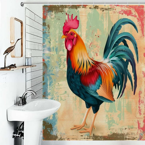 Shower Curtain The Rooster Bright Colors Bathroom Waterproof Polyester Home Ration Curtain With Hook