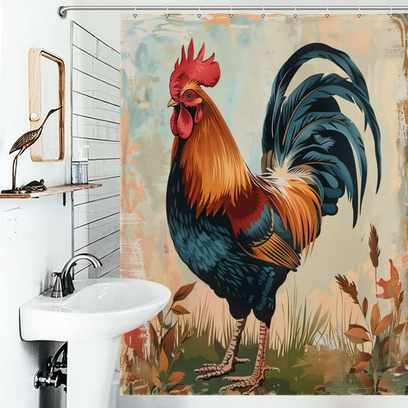 Shower Curtain The Rooster Bright Colors Bathroom Waterproof Polyester Home Ration Curtain With Hook