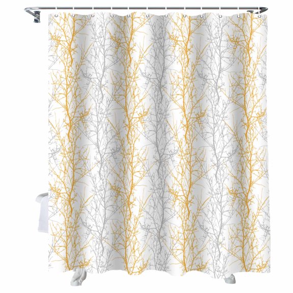 Shower Curtain Tree Branch Shower Curtains for Bathroom Bathtub, Waterproof Fabric Shower Curtain Set with Hooks, Small Stall Size 36" x 72" Orange Grey