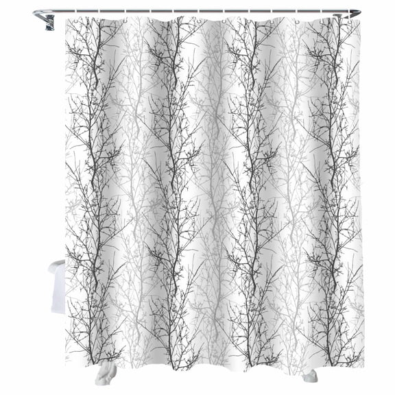 Shower Curtain Tree Branch Shower Curtains for Bathroom Bathtub, Waterproof Fabric Shower Curtain Set with Hooks, Small Stall Size 36" x 72" Grey