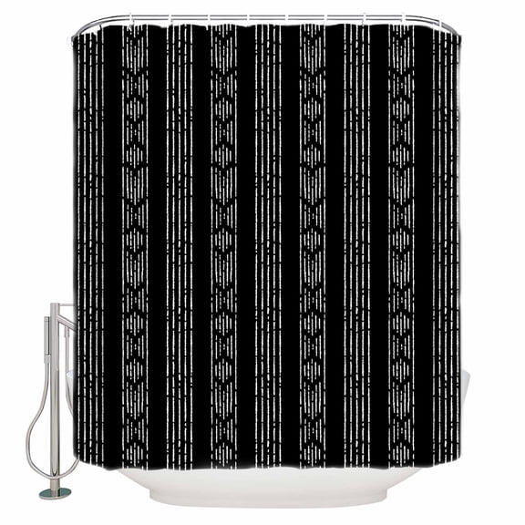 Shower Curtain, Tribal Boho Geometric Stripes Waterproof Shower Curtain Set with Hooks for Bathroom Showers,Stalls and Bathtubs,36x72In Black