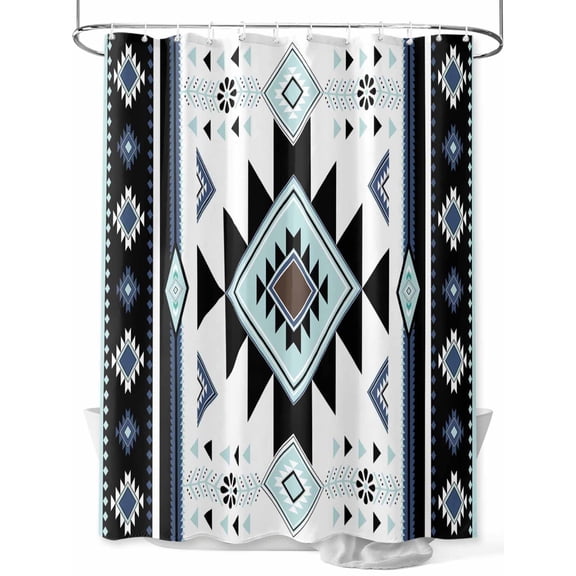Shower Curtain Tribal Geometric Bathroom Curtains with Hooks, Waterproof Fabric Aztec American Southwestern Bath Shower Curtains Set for Bathroom Bathtubs Decor 36x72 Inch