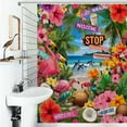 thumbnail image 1 of Shower Curtain Tropical Beach Flamingo Paradise Vacation Bathroom Waterproof Polyester Home Ration Curtain With Hook, 1 of 4
