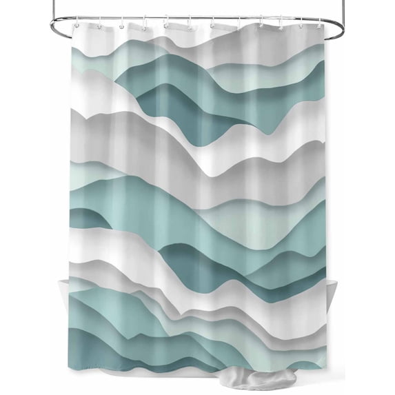 Shower Curtain Turquoise Ocean Bathroom Curtains with Hooks, Waterproof Fabric Abstract Waves Bath Shower Curtains Set for Bathroom Bathtubs Decor 72x72 Inch