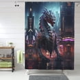 thumbnail image 1 of Shower Curtain, Urban Mechanical Dragon Waterproof Fabric Plastic Shower Curtain, Drying Fast Bathroom Curtain with 9 Buttonholes, Ruffle Shower Curtain 60x72in, 1 of 8
