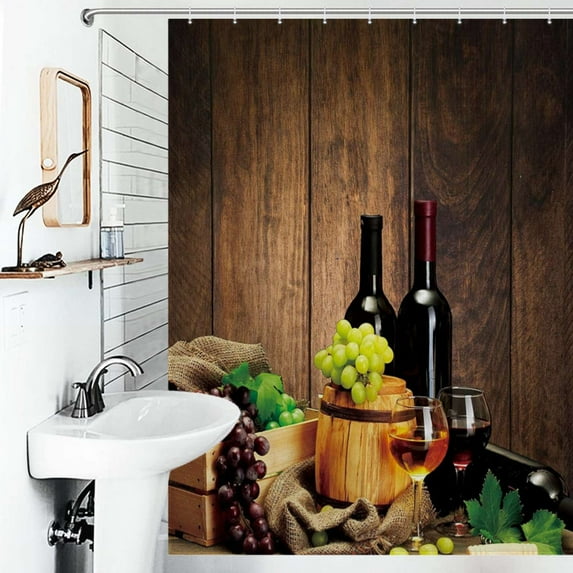 Shower Curtain Vacuum Wine Stopper Polyester Waterproof Home Ration Curtain With Hook