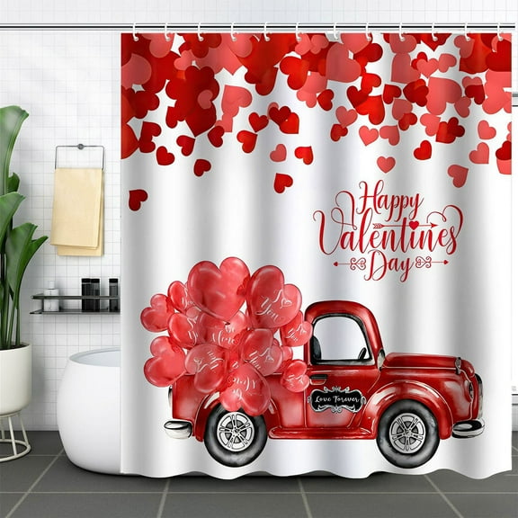 Shower Curtain,Valentine's Day Shower Curtains For Bathroom Valentines Lovers Couples Decors Love Hearts Holiday Bathroom Shower Curtains Happy Valentines Day Bathroom