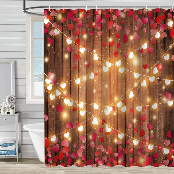 Shower Curtain,Valentine's Day Shower Curtains For Bathroom Valentines Lovers Couples Decors Love Hearts Holiday Bathroom Shower Curtains Happy Valentines Day Bathroom