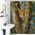 thumbnail image 1 of Shower Curtain Van Gogh Style Cat In The Tree Bathroom Waterproof Polyester Home Ration Curtain With Hook, 1 of 4