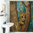 thumbnail image 1 of Shower Curtain Van Gogh Style Cat In The Tree Bathroom Waterproof Polyester Home Ration Curtain With Hook, 1 of 4