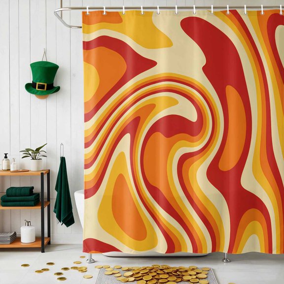 Shower Curtain, Vector Psychedelic Groovy Back Waterproof Shower Curtain Set with Hooks for Bathroom Showers,Stalls and Bathtubs,72x72In Colorful Modern Abstract Liquid Art