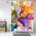 thumbnail image 1 of Shower Curtain, Vibrant Abstract Color Splash Waterproof Fabric Plastic Shower Curtain, Drying Fast Bathroom Curtain with 9 Buttonholes, Ruffle Shower Curtain 60x72in, 1 of 8
