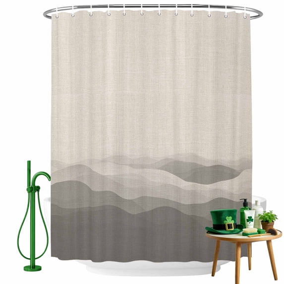 Shower Curtain, Vintage Brown Gray Water Ripple Waterproof Shower Curtain Set with Hooks for Bathroom Showers,Stalls and Bathtubs,36x72In Abstract Minimalist Art