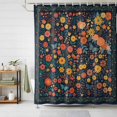 thumbnail image 1 of Shower Curtain Vintage Floral Leaf Shower Curtains for Bathroom Decor, Waterproof Polyester Shower Curtain Set with Hooks, Small Stall Size 36" x 72" Watercolor Wildflower Black, 1 of 9