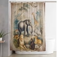 thumbnail image 1 of Shower Curtain, Vintage Jungle Animals Waterproof Shower Curtain Set with Hooks for Bathroom Showers,Stalls and Bathtubs,60x72In Elephants Giraffes Lions, 1 of 8