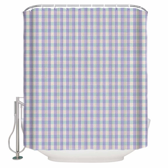 Shower Curtain, Vintage Purple Pink Gingham Check Waterproof Shower Curtain Set with Hooks for Bathroom Showers,Stalls and Bathtubs,36x72In Watercolor Buffalo Check
