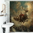 thumbnail image 1 of Shower Curtain Vintage Santa With Reindeer Bathroom Waterproof Polyester Home Ration Curtain With Hook, 1 of 4