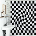 thumbnail image 1 of Shower Curtain Warped Checkerboard Bathroom Waterproof Polyester Home Ration Curtain With Hook, 1 of 4