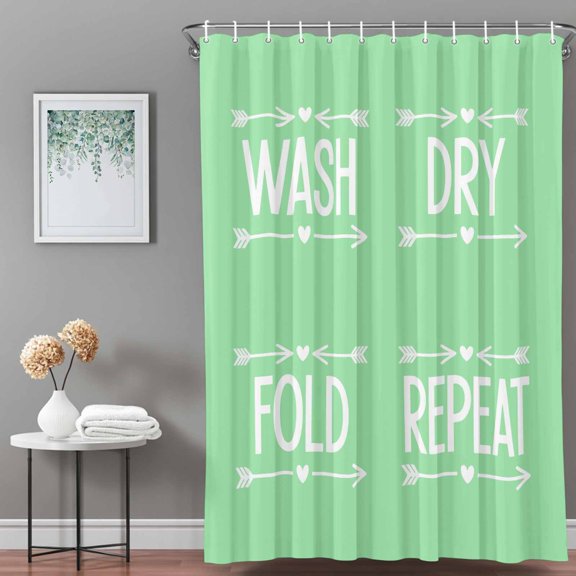 Shower Curtain,Wash Dry Fold Repeat Words Waterproof Shower Curtain Set with Hooks for Bathroom Showers,Stalls and Bathtubs,36x72in,Green Background Arrows Love