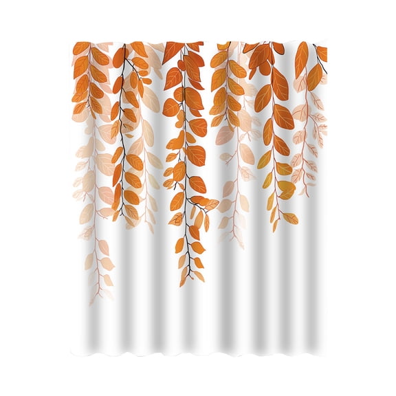 Shower Curtain With Water Repellent Finish For Bathroom, Polyester Fabric, Includes 12 Plastic Hooks, High Definition Leaf Pattern, Easy Care And Durable