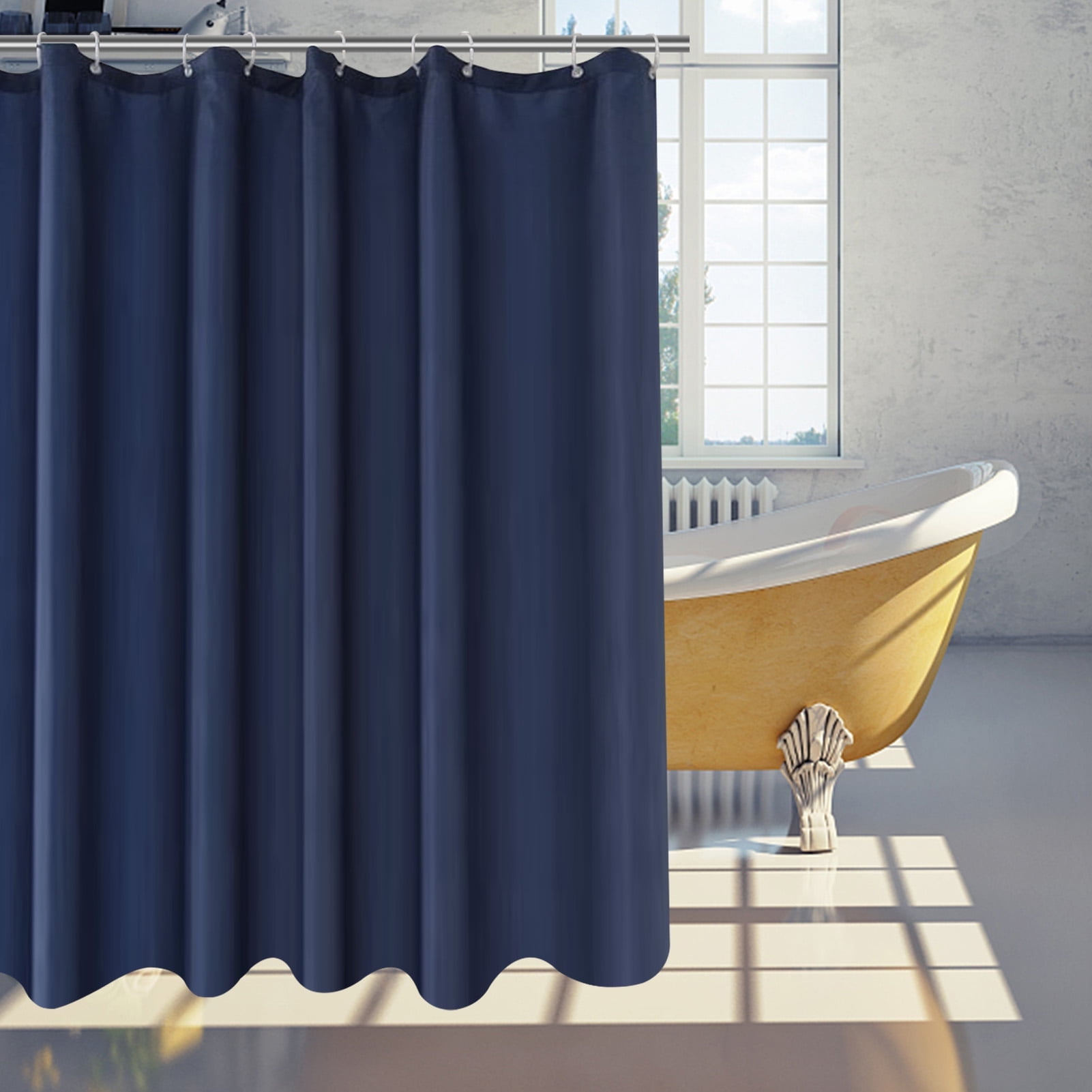 Shower Curtain Water Repellent Heavy Duty Flat Weave Fabric Shower